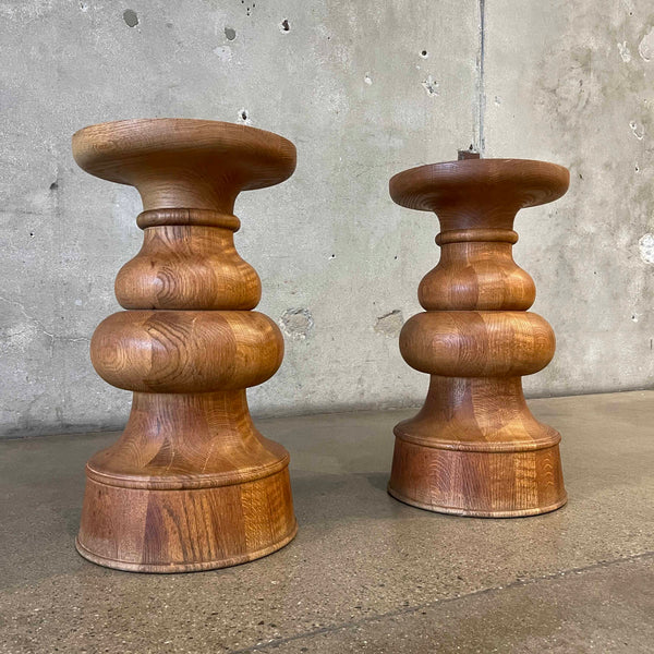 Pair of 1960's Oakwood Swivel Stools