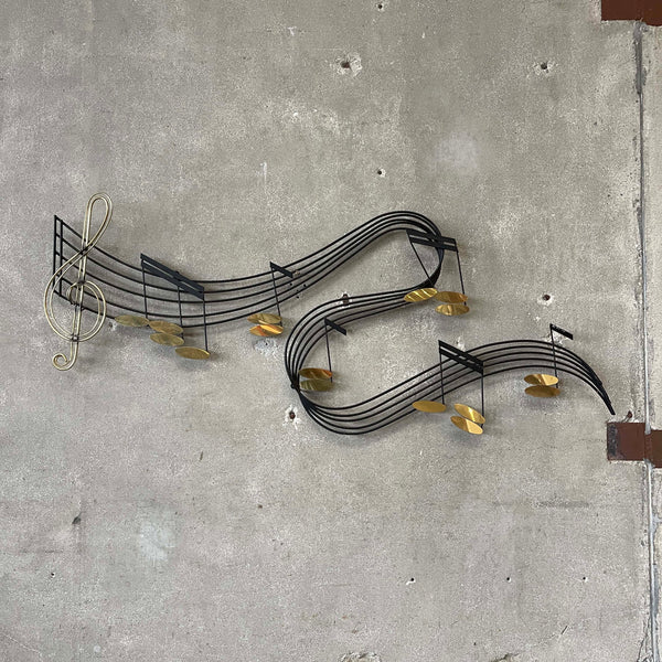 Mid Century Modern Music Notes Metal Sculpture By Curtis Jere