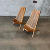 Pair of Solid Teak "Molino" Fording Lawn Chair