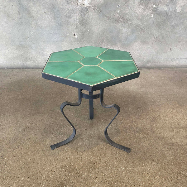 Catalina Green Tile Table on Hand Forged Wrought Iron Base