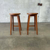 Pair of Studio Craft Solid Walnut Stools
