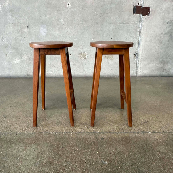 Pair of Studio Craft Solid Walnut Stools