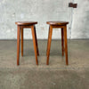 Pair of Studio Craft Solid Walnut Stools