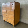 LA Period Five Drawer Blonde Mid Century Modern Highboy