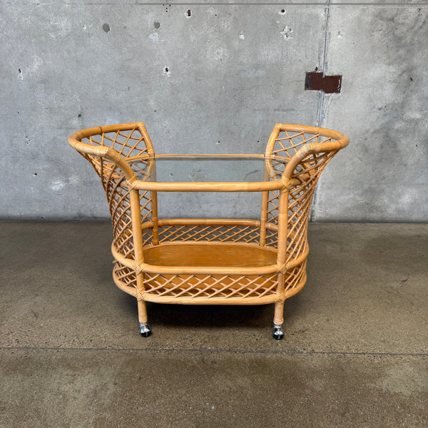 Vintage Boho Bamboo Bar Cart