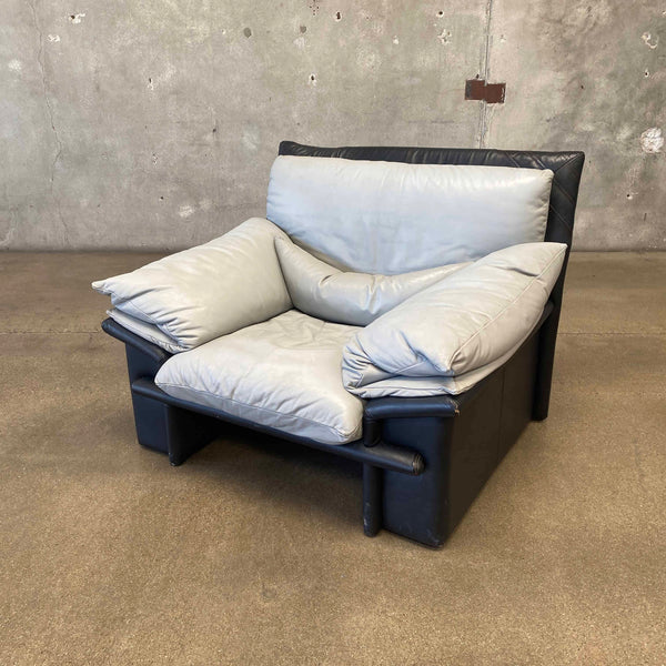 Nicoletti Salotti Italian Post Modern Leather Lounge Chair Circa 1980s