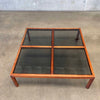 Mid Century Walnut & Smoked Glass Coffee Table