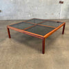 Mid Century Walnut & Smoked Glass Coffee Table