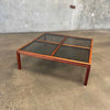 Mid Century Walnut & Smoked Glass Coffee Table