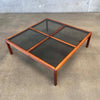 Mid Century Walnut & Smoked Glass Coffee Table