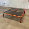 Mid Century Walnut & Smoked Glass Coffee Table