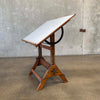 Antique Early 19th Century Hamilton Oak & Cast Iron Drafting Table Desk