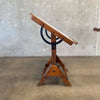 Antique Early 19th Century Hamilton Oak & Cast Iron Drafting Table Desk