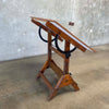Antique Early 19th Century Hamilton Oak & Cast Iron Drafting Table Desk