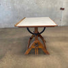 Antique Early 19th Century Hamilton Oak & Cast Iron Drafting Table Desk