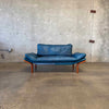 Danish Modern Leather & Teak Settee By Komfort - Denmark
