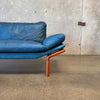 Danish Modern Leather & Teak Settee By Komfort - Denmark