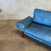 Danish Modern Leather & Teak Settee By Komfort - Denmark