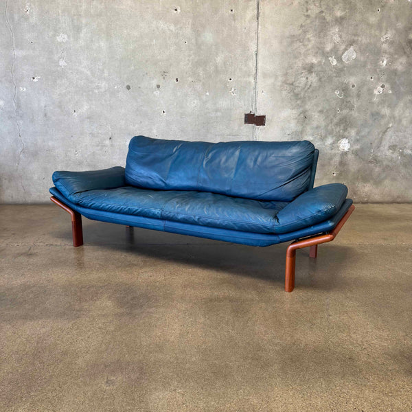Danish Modern Leather & Teak Sofa By Komfort- Denmark
