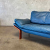Danish Modern Leather & Teak Sofa By Komfort- Denmark