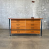 Mid Century Mahogany & Iron 8 Drawer Dresser