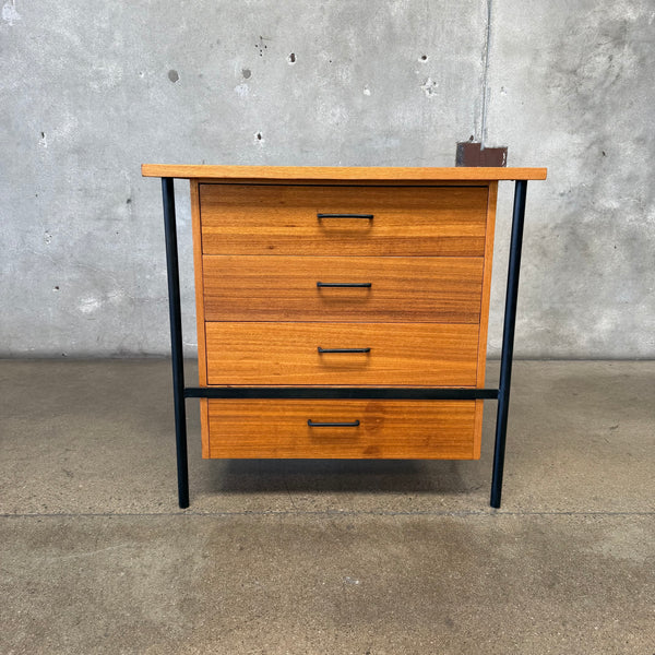 Mid Century Mahogany & Iron 4 Drawer Dresser