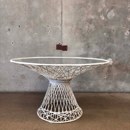 Mid Century Modern Spun Fiberglass Glass Top Patio Table - Russell  Woodard