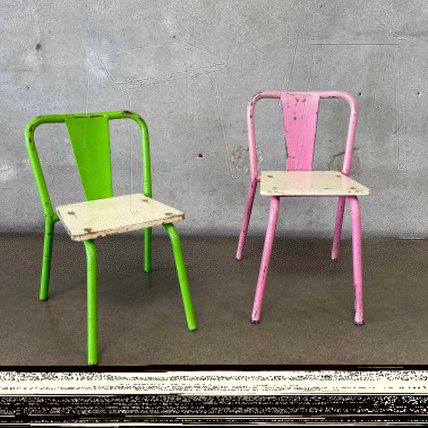 1940's French Metal/Wood Kids Chairs