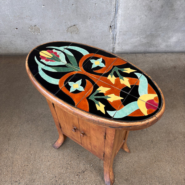 Gladding McBean Tile Top Table Cabinet