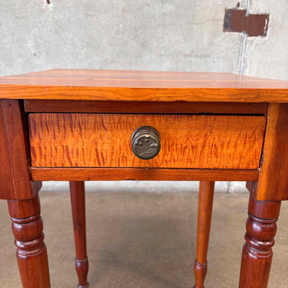 Antique European Lamp Table With Curly Maple Front