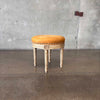Hancock & Moore Wood Carved Stool With Suede Upholstery