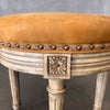 Hancock & Moore Wood Carved Stool With Suede Upholstery