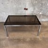 1960s Smoked Glass Dining Table With Chrome Base In The Style of Milo Baughman