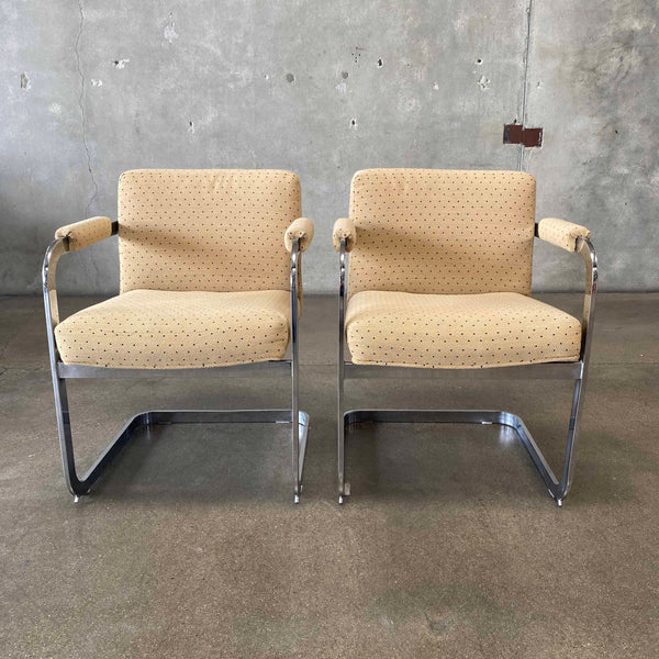 Pair of Milo Baughman Chrome Arm Chairs #1