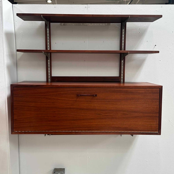 Mid Century Single Bay Walnut Wall Unit