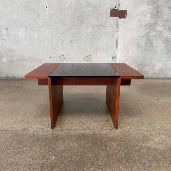 Mid Century Walnut & Smoke Glass Side Table By Gerald McCabe For Brown Saltman