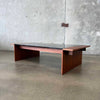 Mid Century Walnut & Smoke Glass Coffee Table By Gerald McCabe
