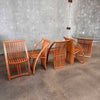 Mid Century Modern Bentwood Beveled Glass Top Table & Four Chairs