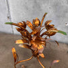 Floral Tole Gilt Side Table w/Glass Top