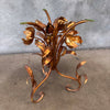 Floral Tole Gilt Side Table w/Glass Top