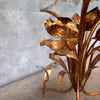 Floral Tole Gilt Side Table w/Glass Top