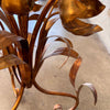 Floral Tole Gilt Side Table w/Glass Top
