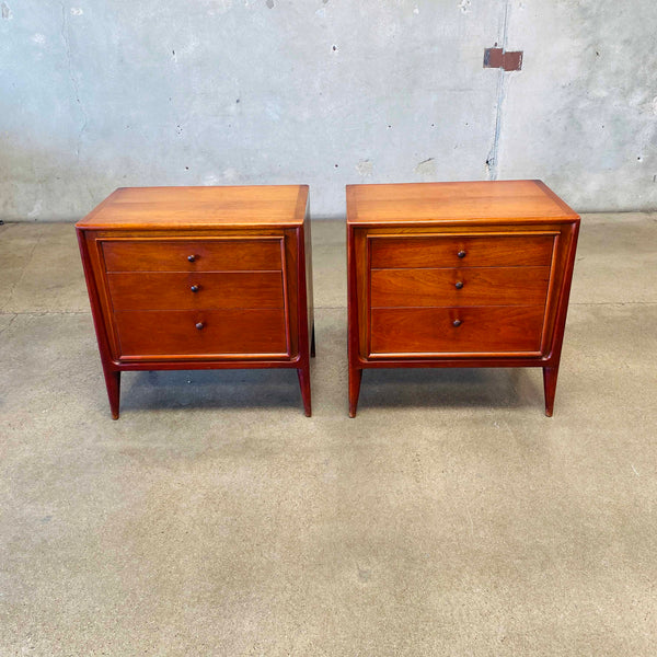 Mid Century Nightstands John Stuart "Facade" Walnut