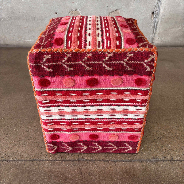 Wool Abramo Red Pouf By Mat Living