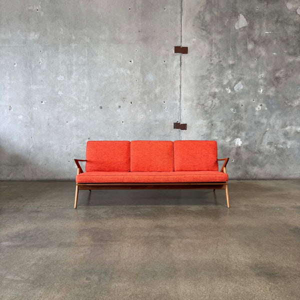 Solid Walnut "Z" Sofa In The Style of Poul Jensen