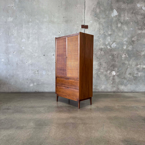 Mid Century Modern Walnut Armoire Dresser By American of Martinsville