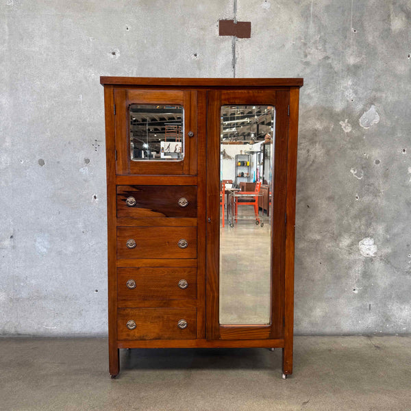 Antique Early 20th Century Armoire Wardrobe With Mirror