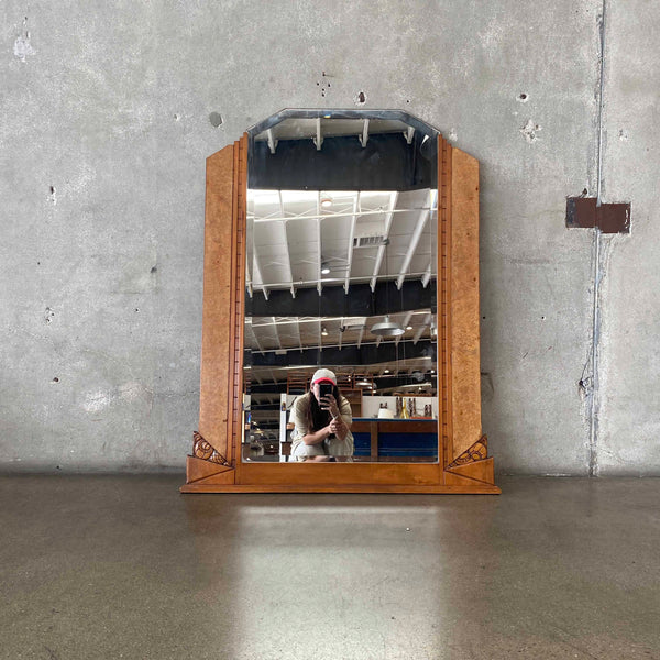 Vintage Art Deco Burlwood Mirror
