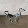 Pair of Vintage Bronze Crane Sculptures