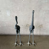 Pair of Vintage Bronze Crane Sculptures